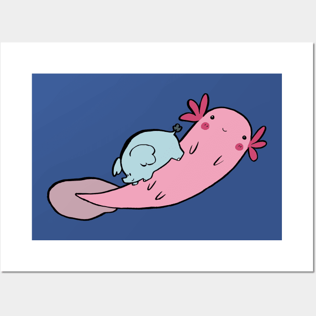 Little Elephant Big Axolotl Wall Art by saradaboru